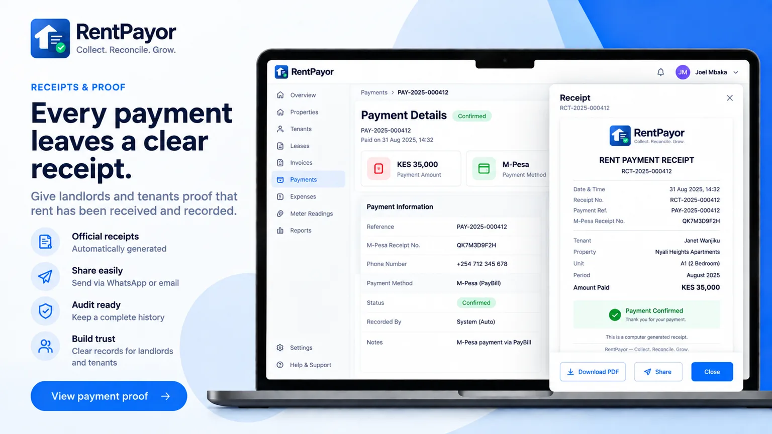 RentPayor payment receipt